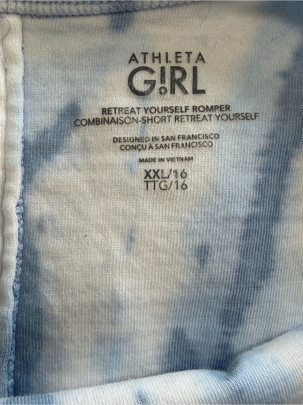 Athleta Light Blue & White Tie-Dye Kids One-Piece Romper